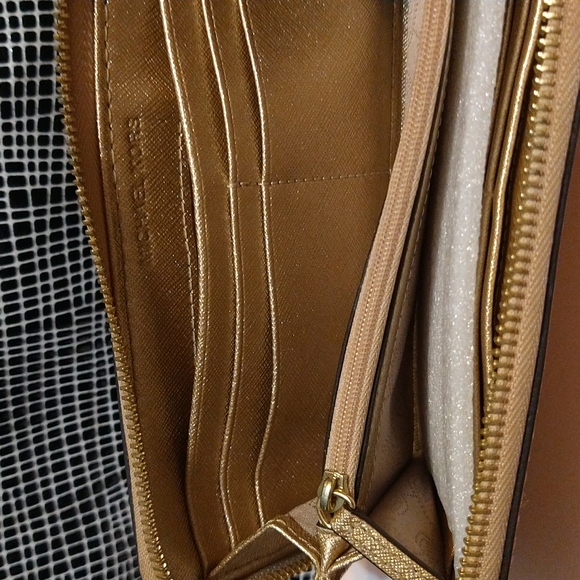 M.K Golden metallic Leather Wallet - Picture 9 of 12